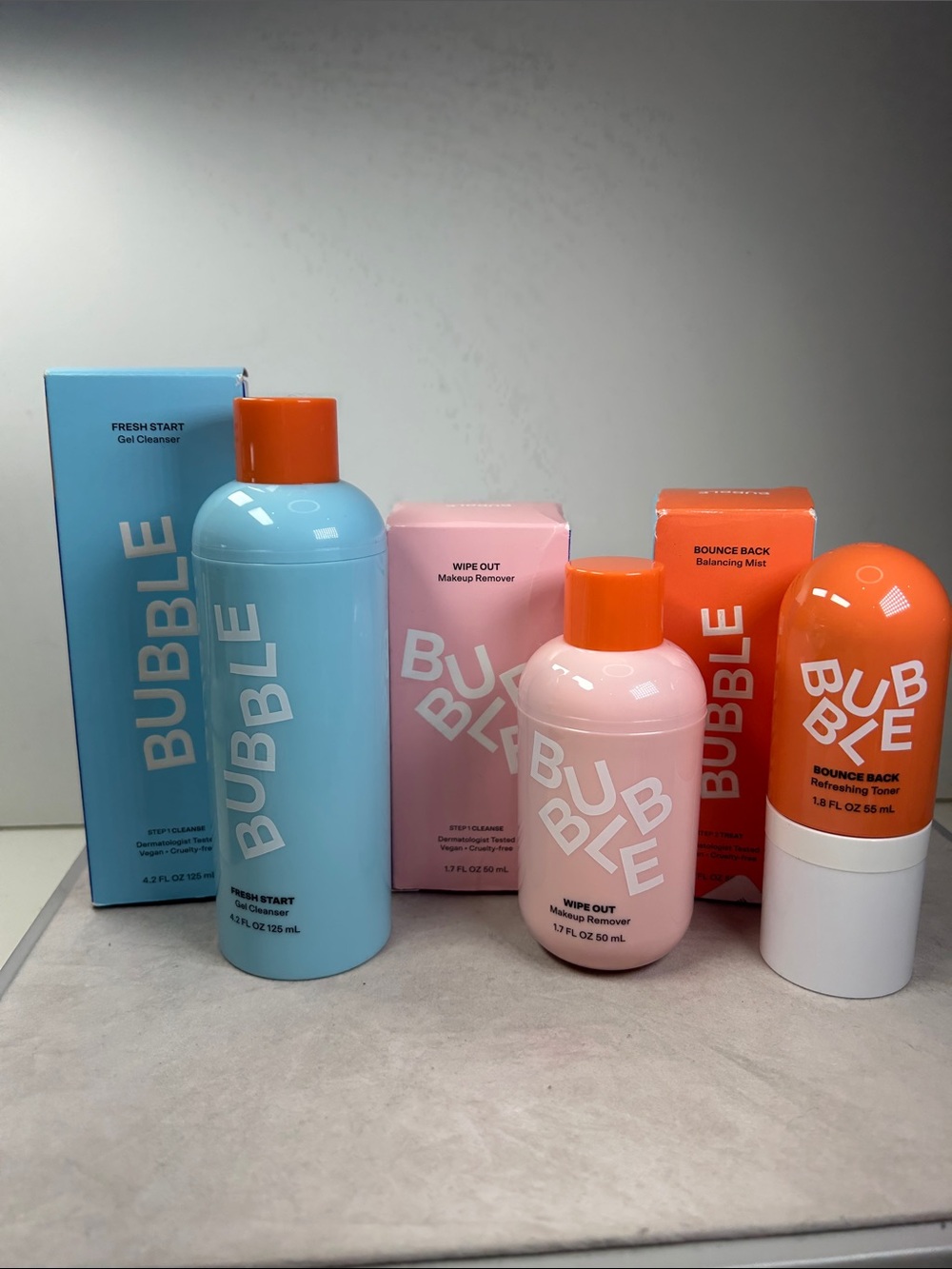 Bubble Trio- Fresh Start Gel Cleanser and Makeuo Remover and Balancing Mist